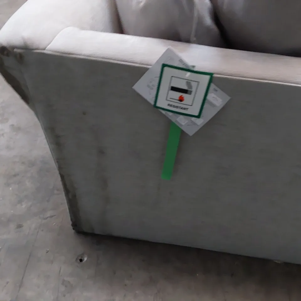 DESIGNER TWO SEATER SECTION WITH SCATTER CUSHIONS LIGHT GREY FABRIC 