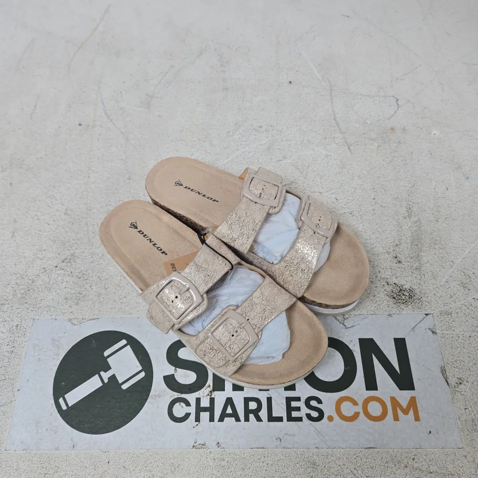 DUNLOP METALLIC BEIGE BUCKLE SANDALS – WOMEN'S UK 5