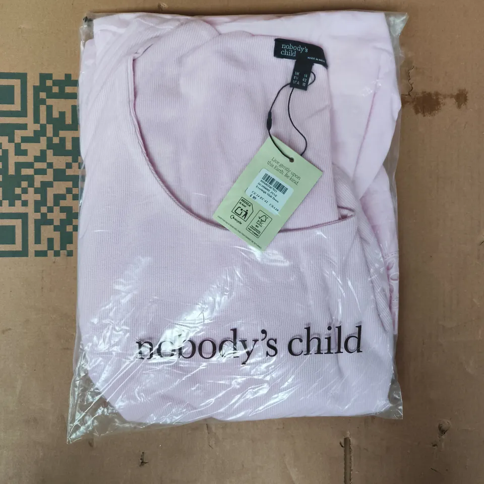 BAGGED NOBODY'S CHILD EVERLEIGH MIDI DRESS IN PINK SIZE UK 14