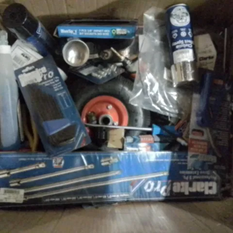 MIXED BOX OF TOOLS TO INCLUDE: CHROME SPRAY, HEX KEY SET, SOCKET SET ECT.