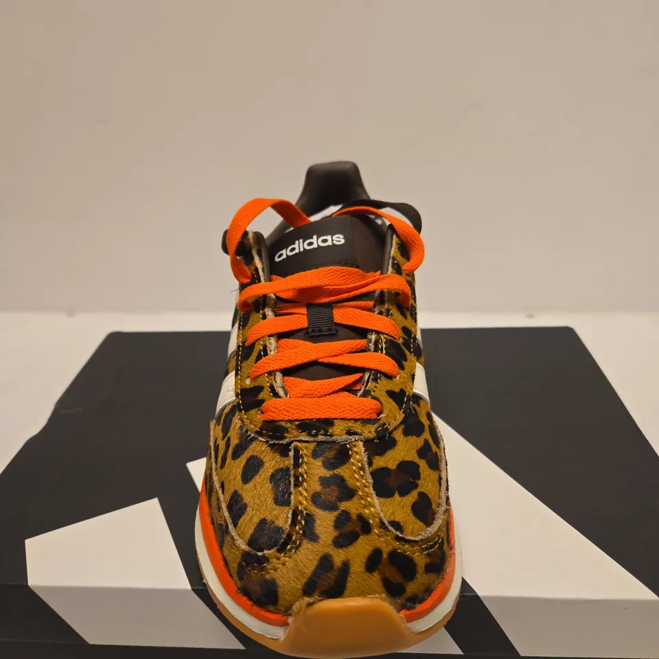 BOXED PAIR OF ADIDAS RUN70S 2.0 LEOPARD PRINT TRAINERS – UK 4