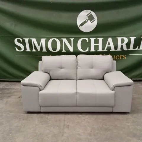 KANSAS 2 SEATER SOFA, LIGHT GREY FAUX LEATHER