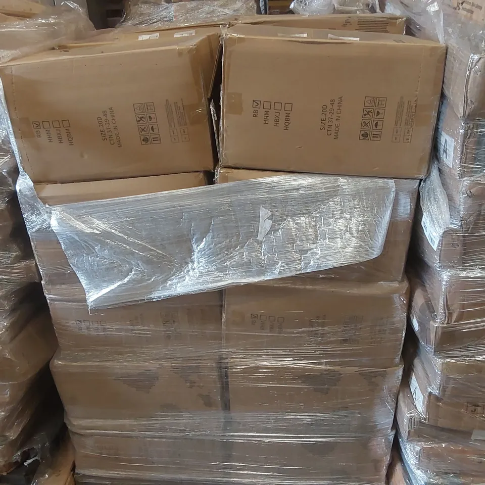 PALLET CONTAINING A LARGE QUANTITY OF STORAGE SHELVES ECT