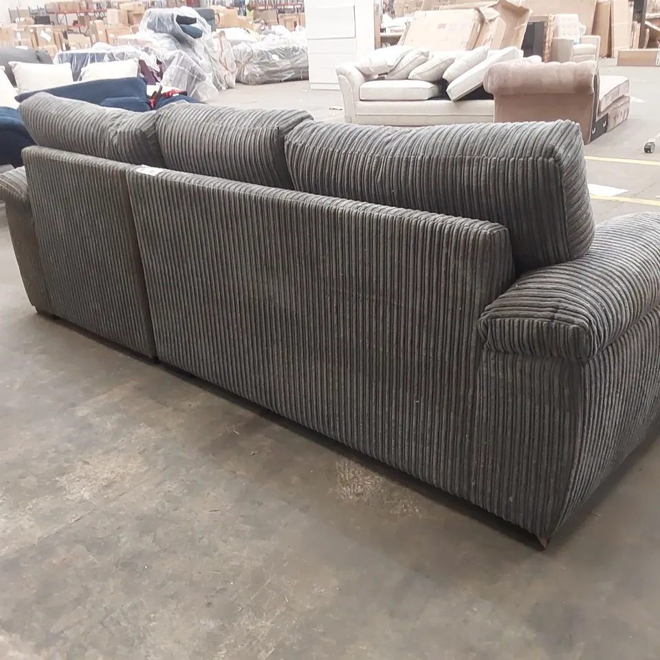 AMALFI STANDARD BACK FABRIC RIGHT HAND 3 SEATER CHAISE SOFA - CHARCOAL 