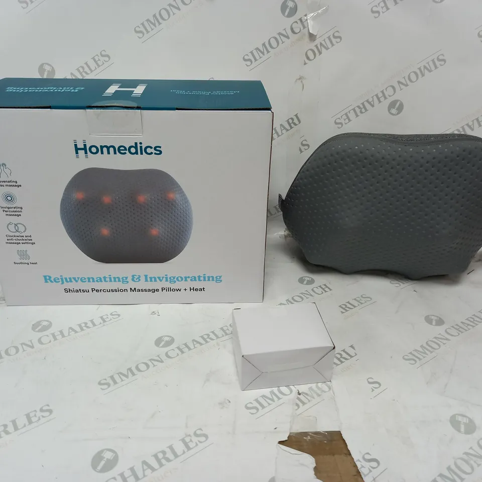 BOXED HOMEDICS REJUVENATING & INVIGORATING SHIATSU PERCUSSION MASSAGE PILLOW + HEAT 