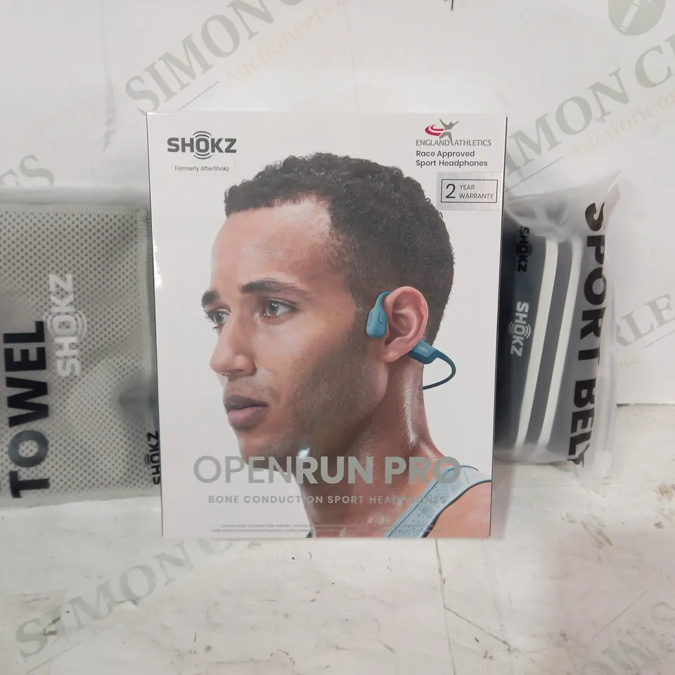 SHOKZ OPENRUN PRO BONE CONDUCTION SPORT HEADPHONES IN BLUE