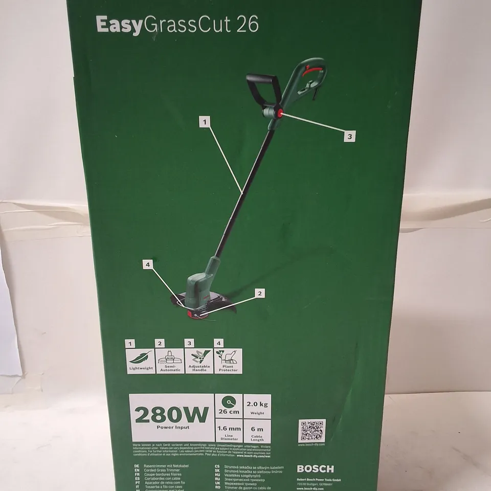 BOSCH EASYGRASSCUT 26 CORDED GRASS TRIMMER – 280W, BOXED