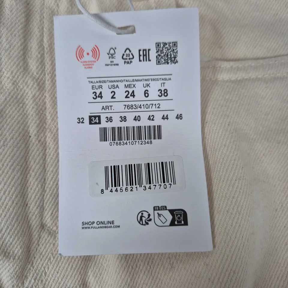 Pull&Bear Beige Wide-Leg Trousers, UK 6 (EU 34)