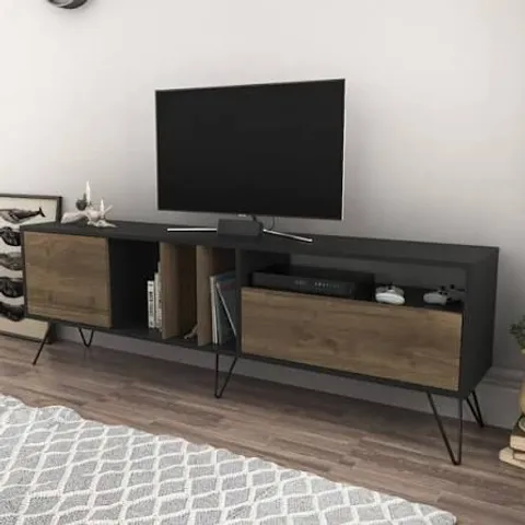 BOXED DECOROTIKA MISTICO BLACK AND WALNUT WIDE TV UNIT (1 BOX)