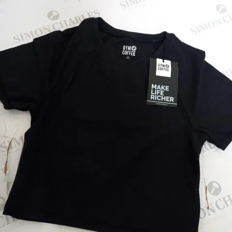 GYM + COFFEE BLACK GYM TOP SIZE S