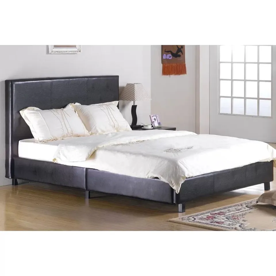 BOXED ZAVIER UPHOLSTERED BED FRAME- KING SIZE BLACK