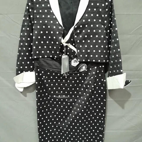MIREIA BLACK POLKA DOT DRESS AND JACKET SET - UK 12