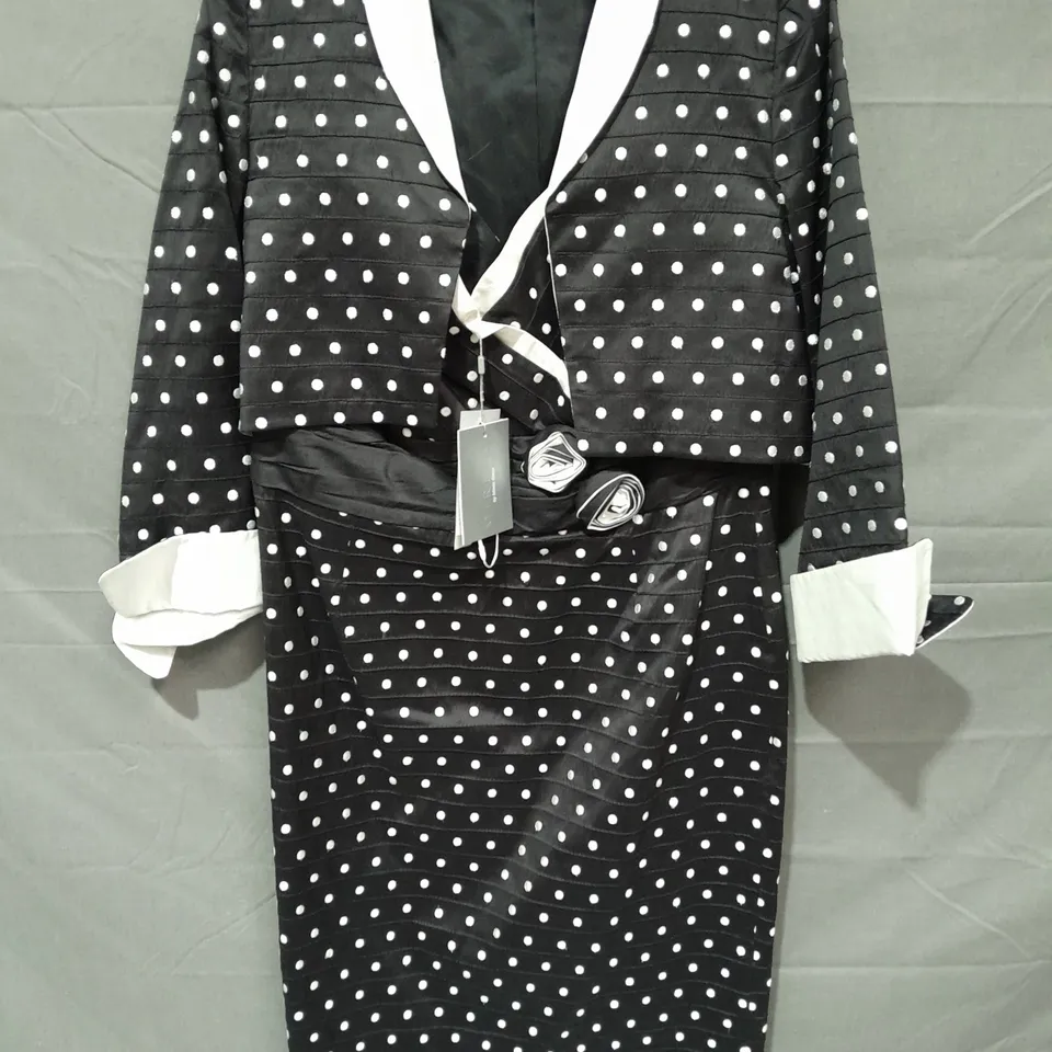MIREIA BLACK POLKA DOT DRESS AND JACKET SET - UK 12