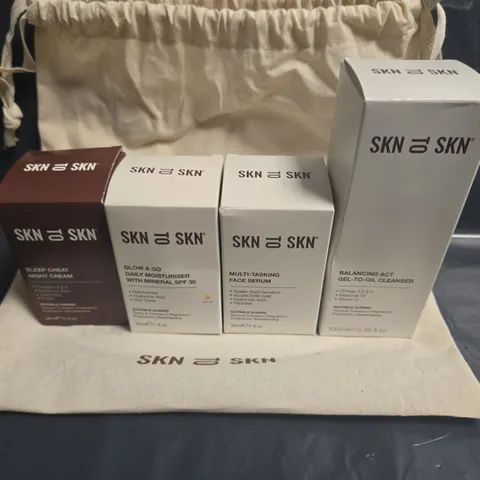 SKN TO SKN 4-PIECE SKIN CARE SET TO INCLUDE FACE SERUM AND OIL CLEANSER