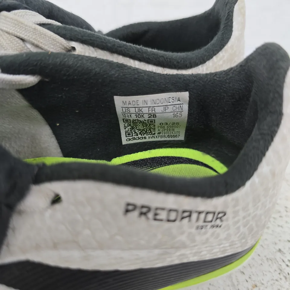 ADIDAS PREDATOR KIDS FOOTBALL BOOTS – GREY/NEON, UK 10 (US 10K)