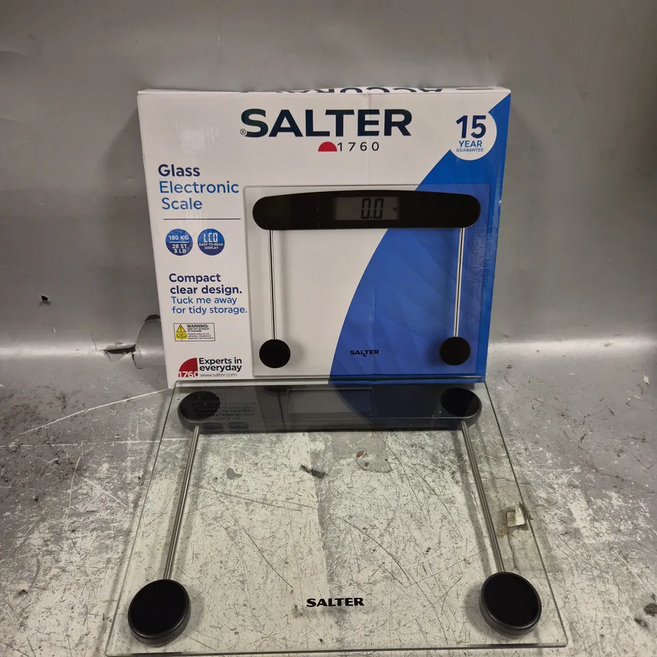 BOXED SALTER GLASS ELECTRONIC SCALE - COLLECTION ONLY 