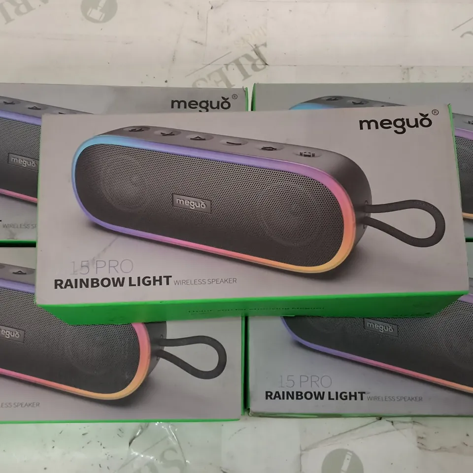 LOT OF 5 MEGUO A15 PRO RAINBOW LIGHT WIRELESS SPEAKERS