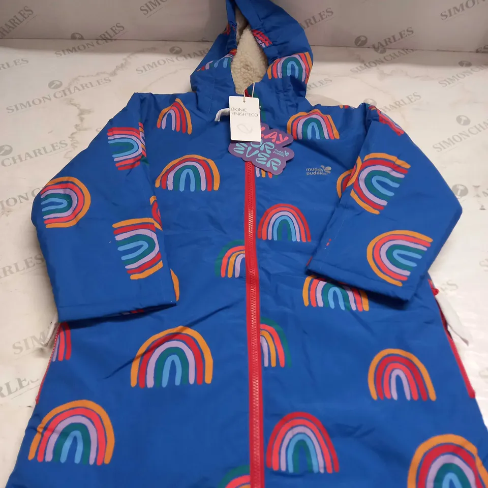 MUDDY PUDDLES RAINBOW WATERPROOF COAT SIZE 4-5 YEARS