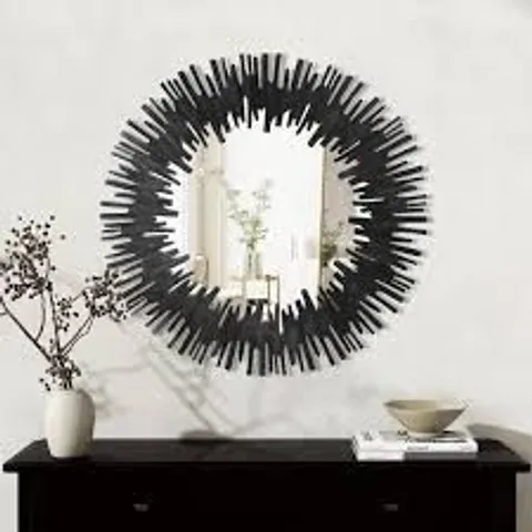 BOXED SUNBURST SHAPE WALL MIRROR ROUND INDUSTRIAL MIRROR - 33.5"×33.5"