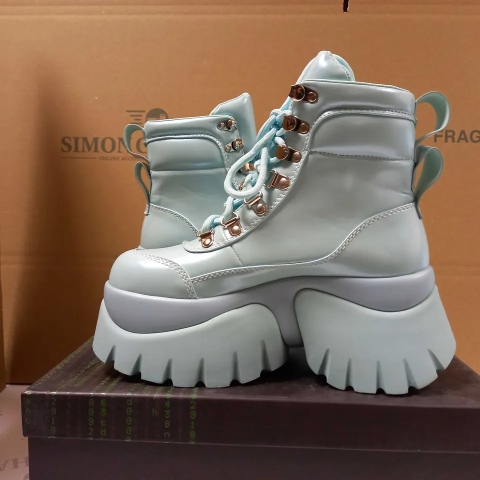 KOI GOOEY BABY BLUE PLATFORM BOOTS - SIZE 3