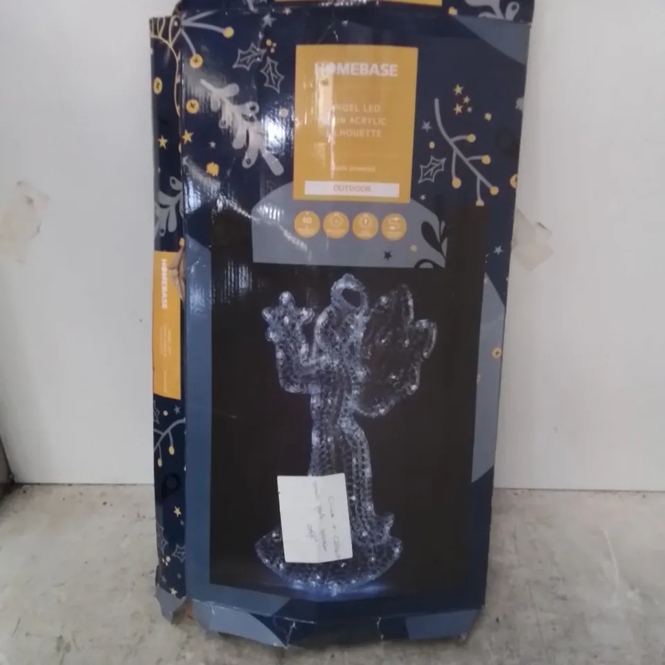 BOXED HOMEBASE OUTDOOR ANGEL LED SPUN ACRYLIC SILHOUETTE MAINS POWERED 