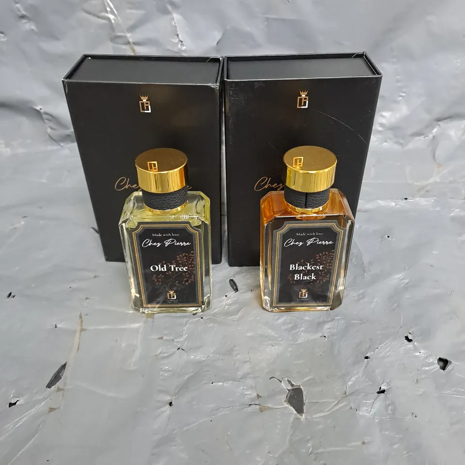 CHEZ PIERRE X2 ASSORTED BOXED 50ML FRAGRANCES TO INCLUDE - OLD TREE - BLACKEST BLACK