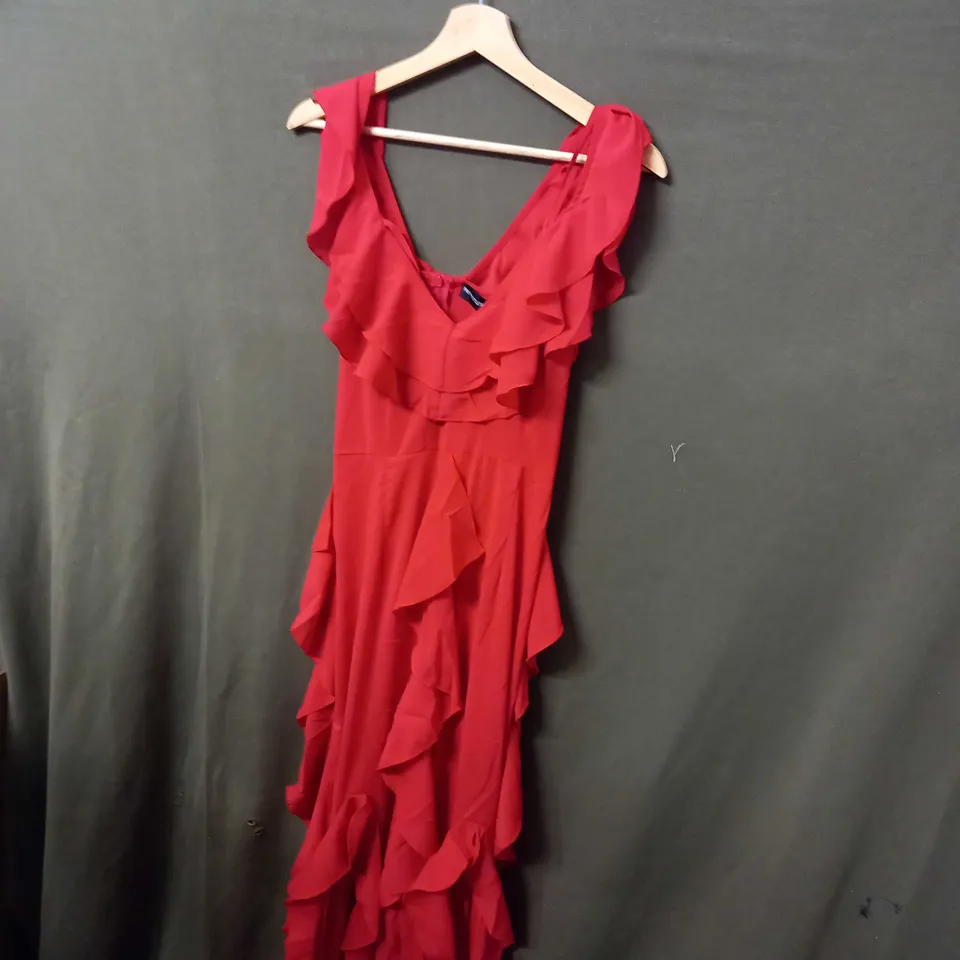 PRETTYLITTLETHING COLD SHOULDER RUFFLE DRESS - SIZE 10