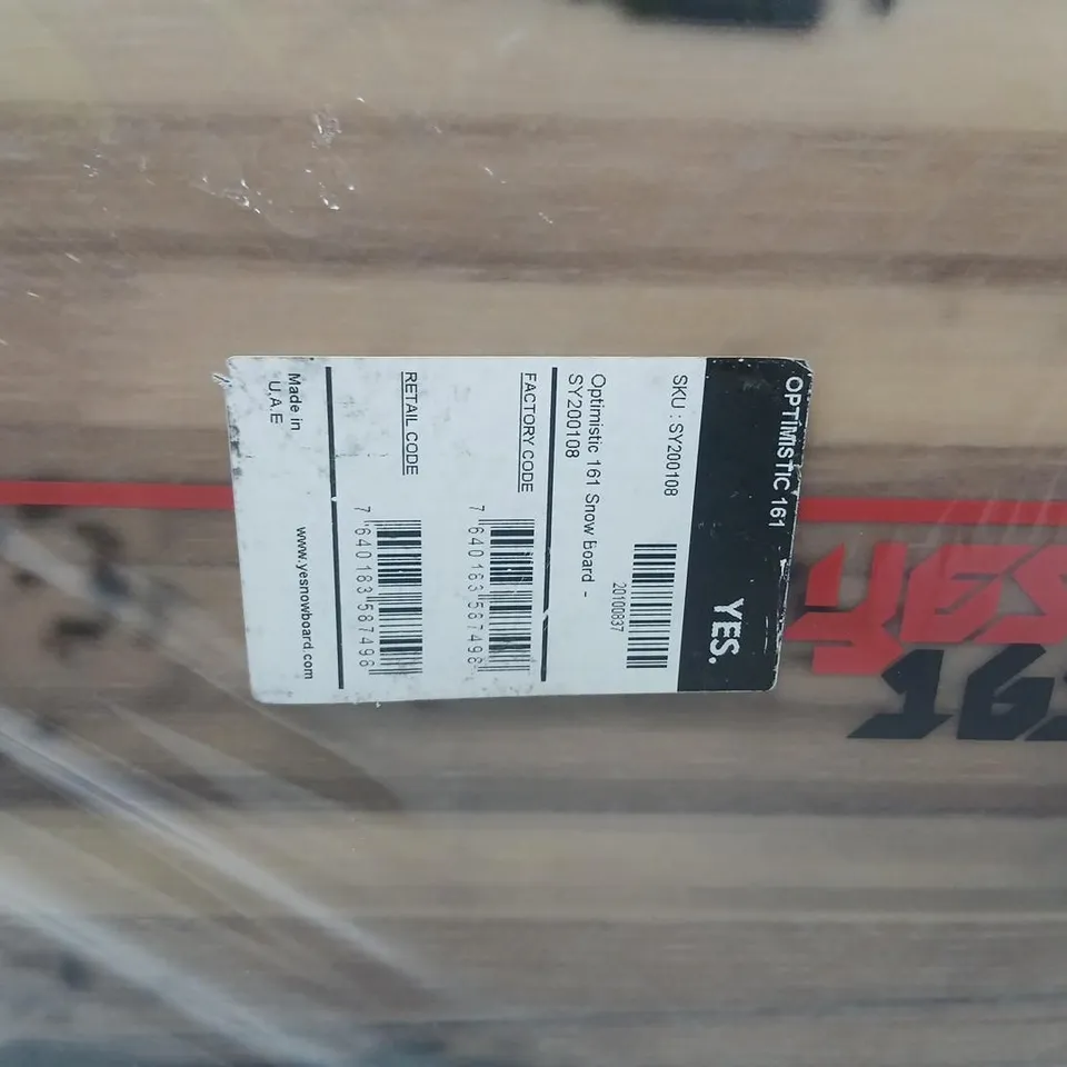 YES OPTIMISTIC SNOWBOARD 161 CM – BRAND NEW IN PLASTIC WRAP