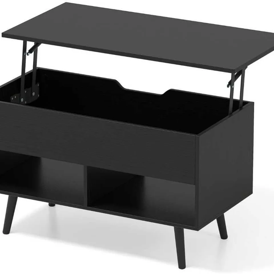 BOXED BLACK WOODEN COFFEE TABLE