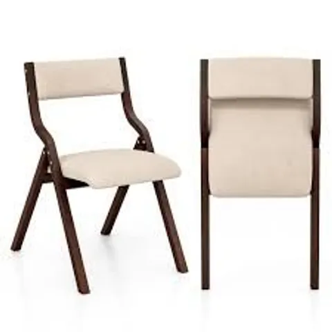 BOXED FOLDING DINING CHAIR SET OF 2 WITH SOLID WOOD FRAME AND PADDED SEAT