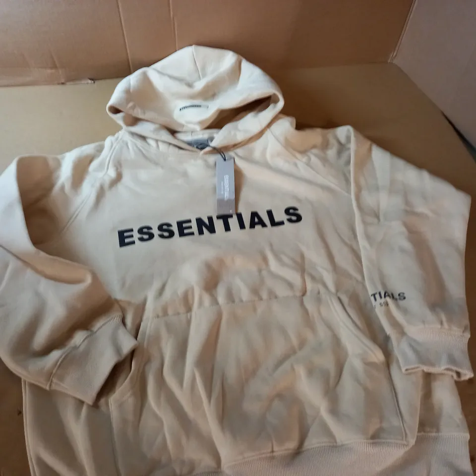 ESSENTIALS CREAM HOODIE - M