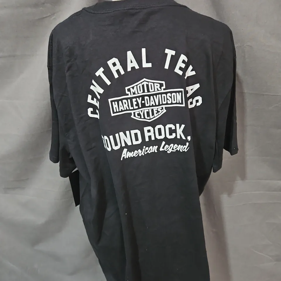 HARLEY DAVIDSON CENTRAL TEXAS ROUND ROCK TSHIRT IN BLACK SIZE 2XL