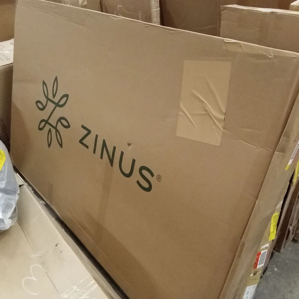 BOXED UPHOLSTERED PLATFORM BED (SIZE UNSPECIFIED) 