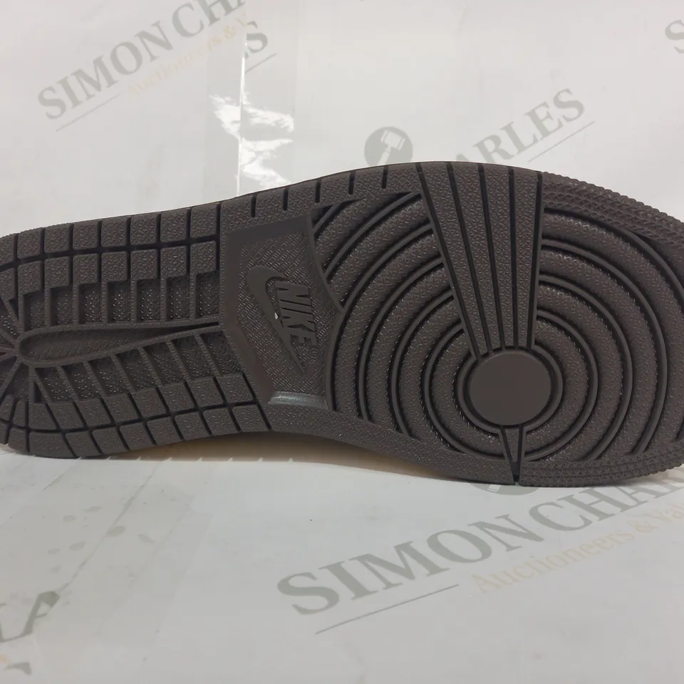 PAIR OF NIKE AIR JORDAN TRAVIS SCOTT SHOES IN DARK STONE/CREAM/WHITE UK SIZE 6