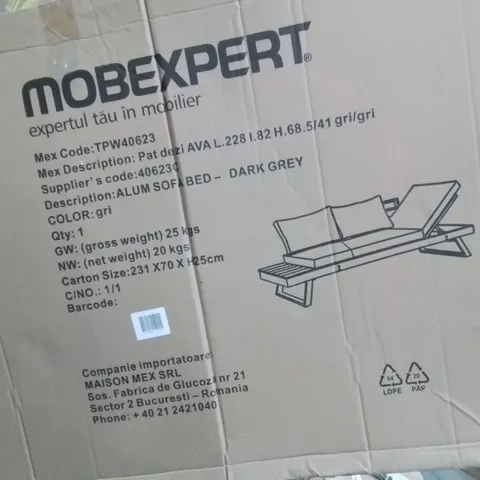 BOXED DARK GREY ALUMINIUM GARDEN SODA BENCH