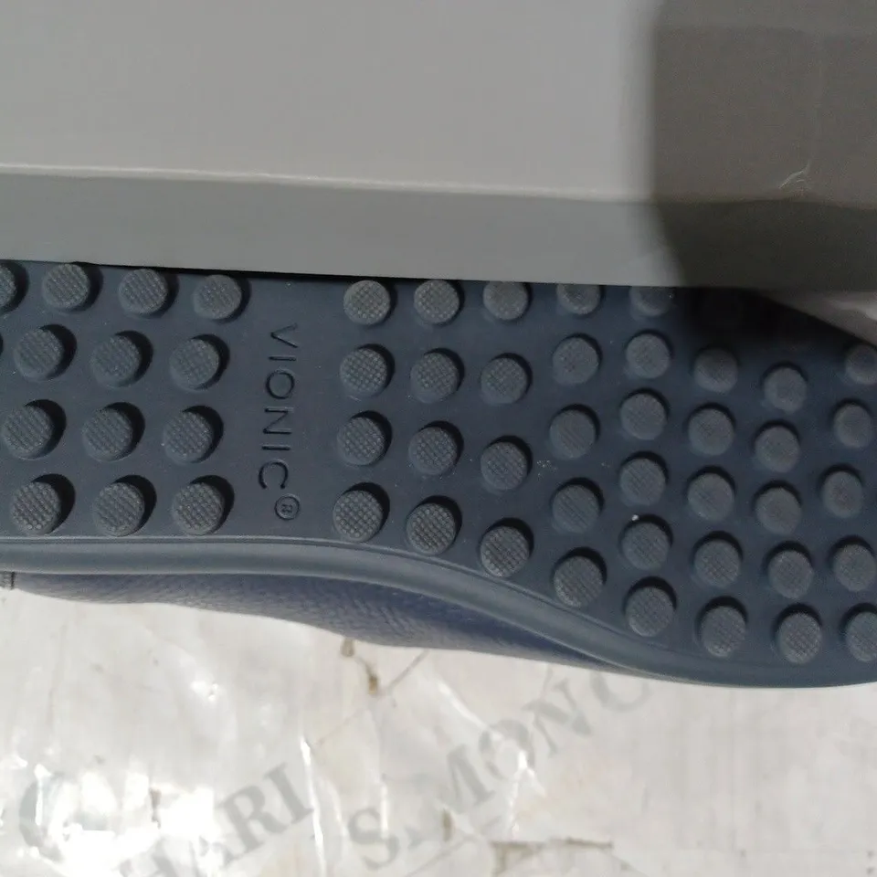 BOXED PAIR OF VIONIC ELORA LOAFERS IN NAVY SIZE 7