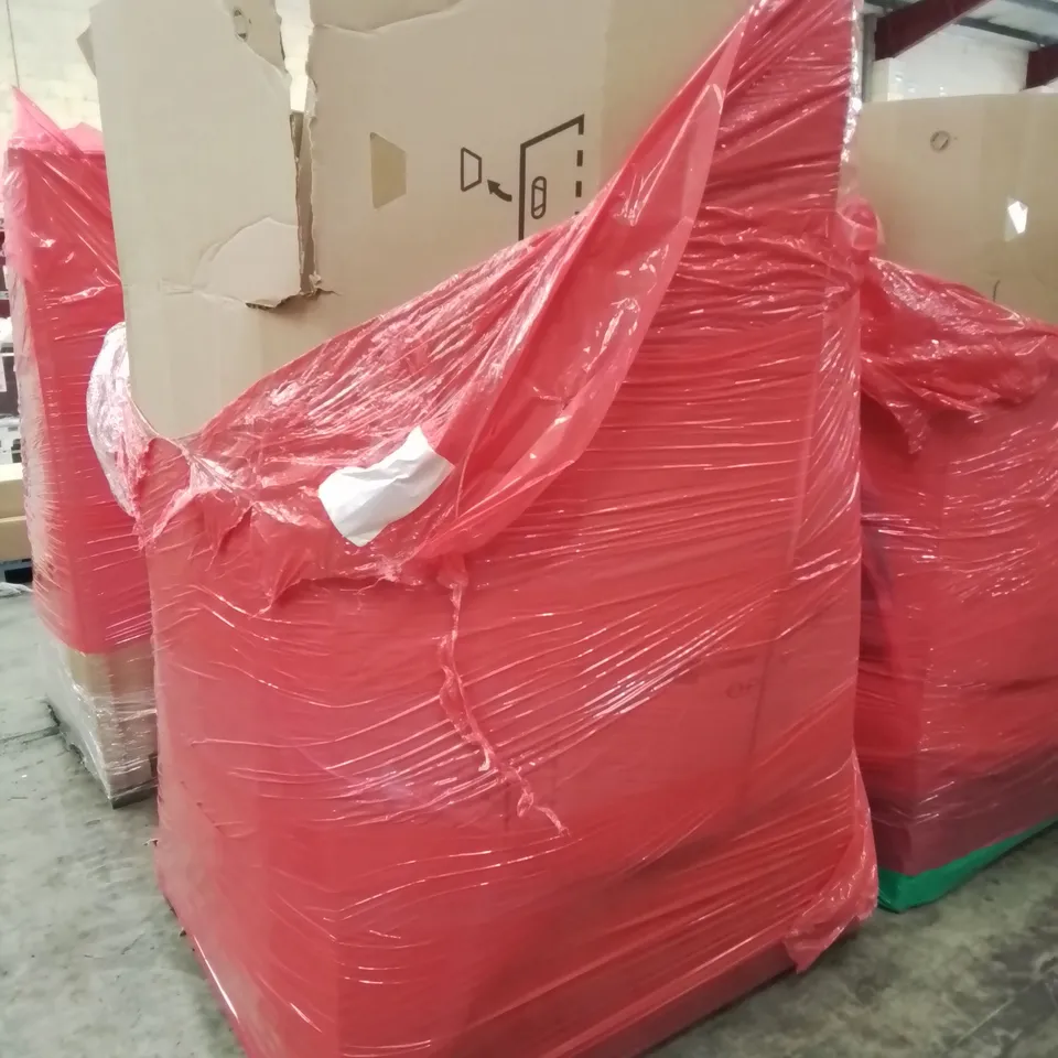 PALLET OF ASSORTED ITEMS INCLUDING 60×80CM STRETCHED CANVAS, ELECTRIC PATIO HEATER, TOILET SEATER, BATHTUB TRAY, COOKER HOOD