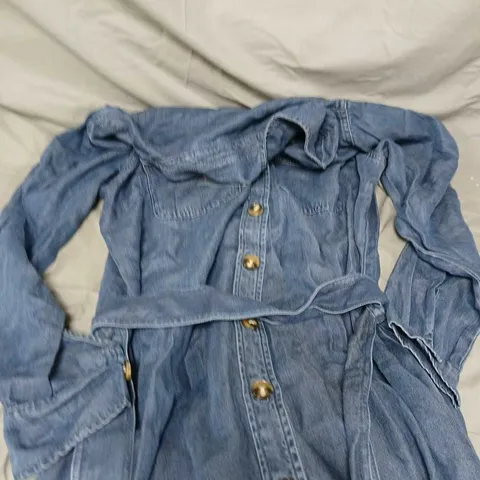 D&CO DENIM SHIRT DRESS – BLUE, BUTTON FRONT, SIZE M 