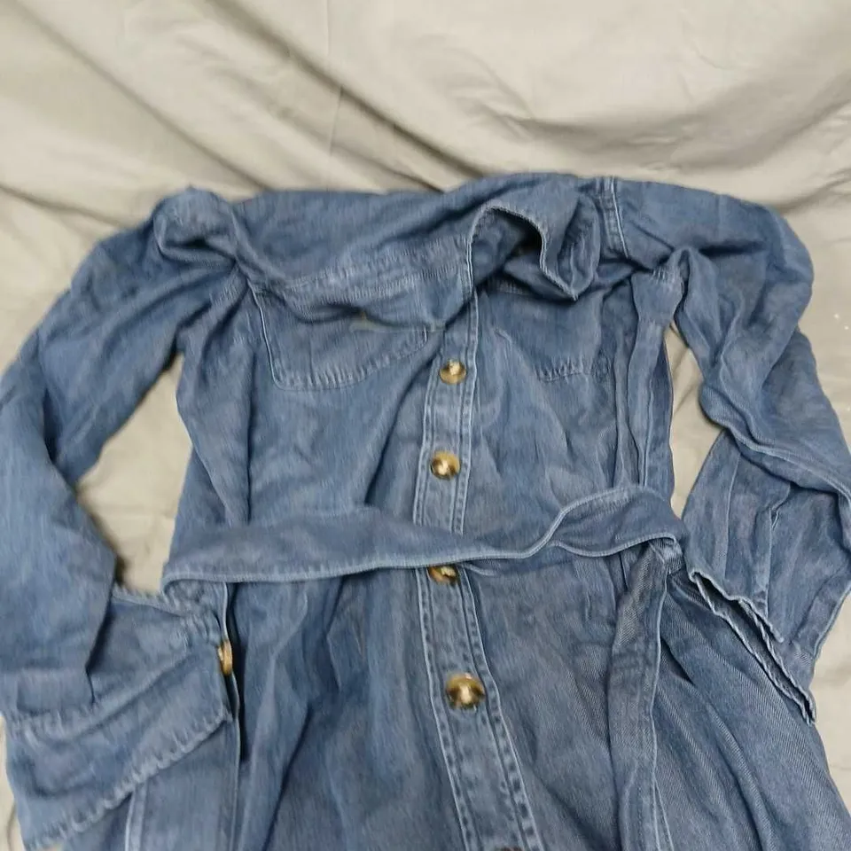 D&CO DENIM SHIRT DRESS – BLUE, BUTTON FRONT, SIZE M 