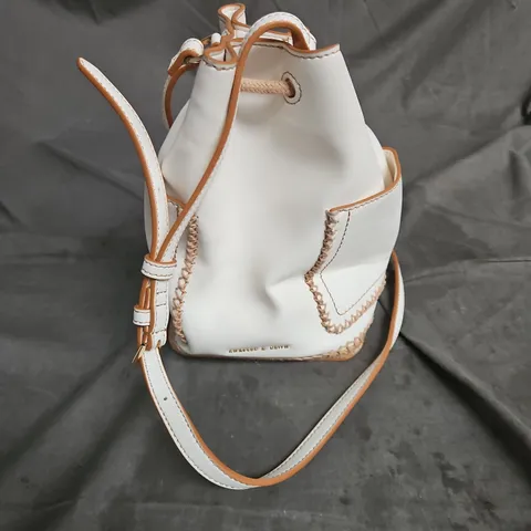 CHARLES & KEITH TWO-TONE BUCKET BAG IN WHITE/TAN ONE SIZE