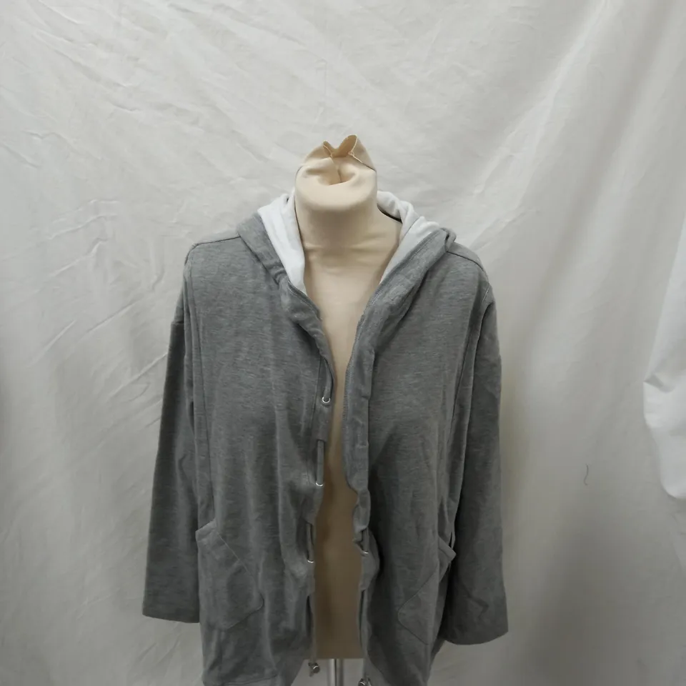 MARLA WYNNE LOUNGE MICROFLEECE HOODIE HEATHER GREY MEDIUM