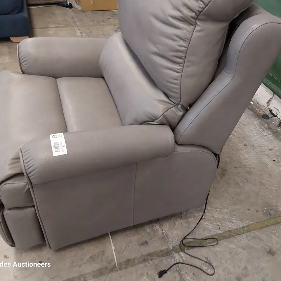 QUALITY BRITISH DESIGNER G PLAN NEWMARKET POWER RECLINING EASY CHAIR DALLAS CHARCOAL LEATHER 