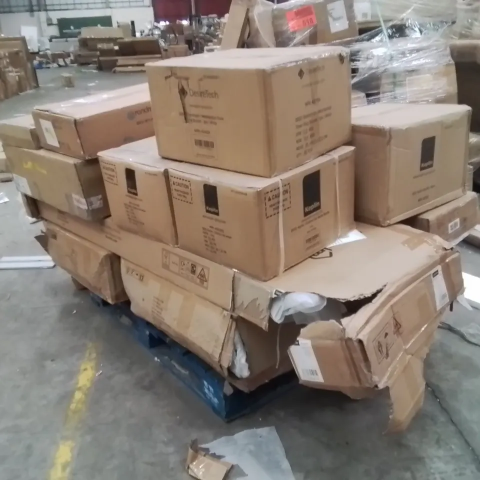 PALLET OF INCOMPLETE FURNITURE SETS AND OTHER ASSORTED ITEMS TO INCLUDE;FIBRE POTS,HOT WATER BOTTLES,TIMER PLUG SOCKET