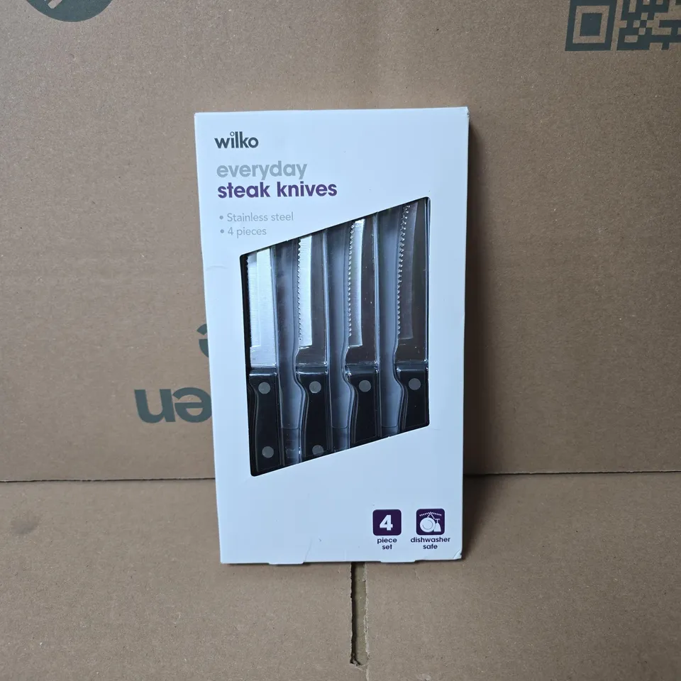 WILKO EVERYDAY STEAK KNIVES 4 PIECES BOXED