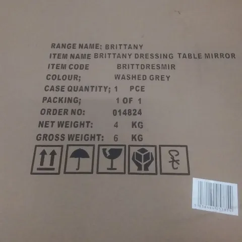 BOXED BRITTANY DRESSING TABLE MIRROR - WASHED GREY