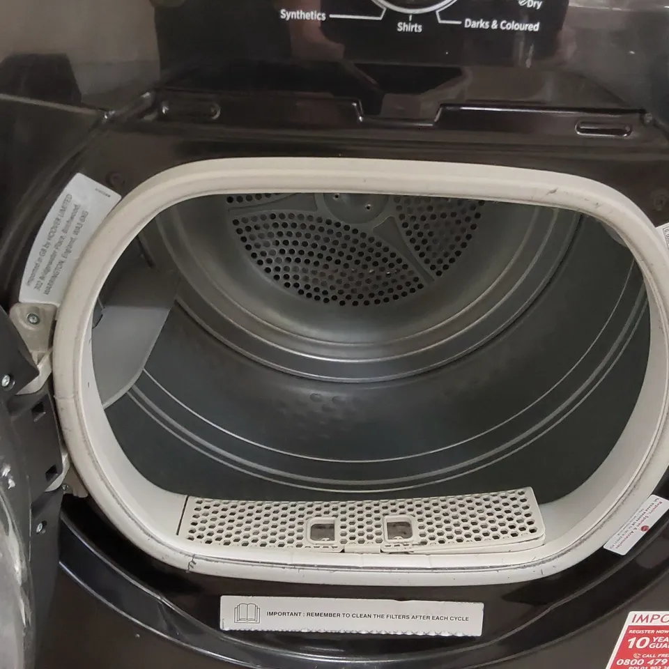 HOOVER HLEC8LGB-80 FREESTANDING CONDENSER TUMBLE DRYER, SENSOR DRY, 8 KG LOAD, BLACK [ENERGY CLASS B]
