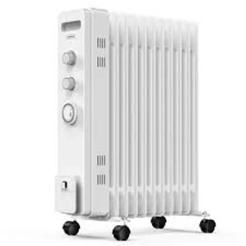 BOXED VONHAUS OIL FILLED RADIATOR 11 FIN, OIL HEATER PORTABLE ELECTRIC FREE STANDING 2500W FOR HOME (1 BOX)
