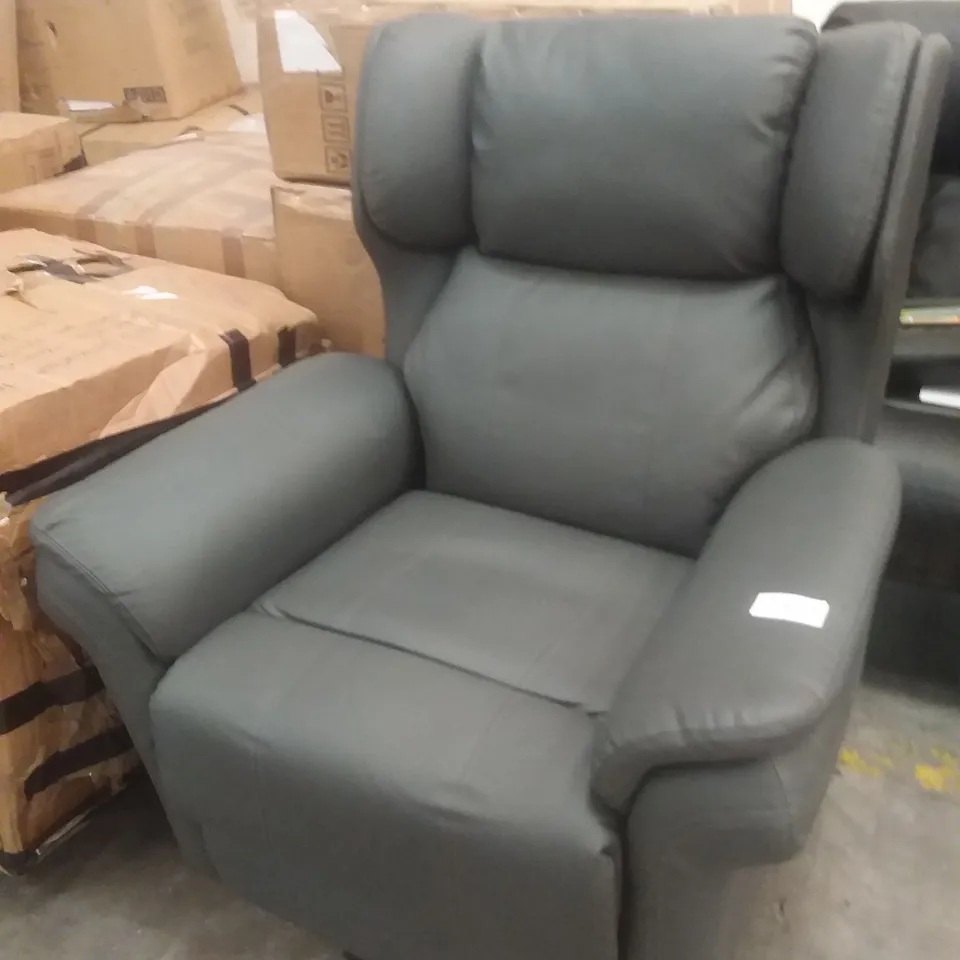 DESIGNER GREY FAUX LEATHER POWER RECLINING ARMCHAIR 