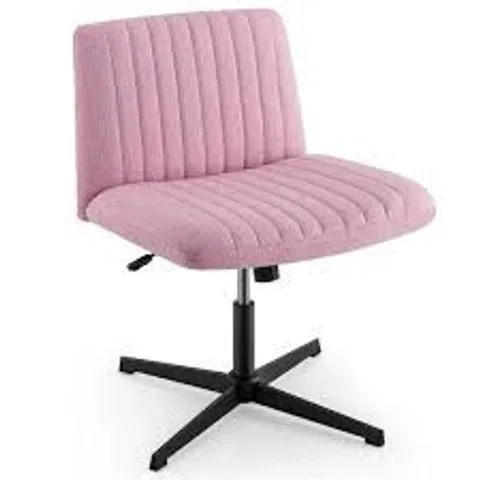 BOXED CRISS CROSS LEGGED CHAIR HOME OFFICE CHAIR W/ WIDE PADDED SEAT - PINK