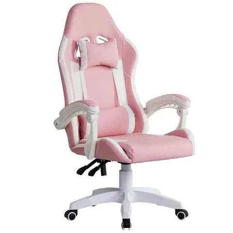 BOXED GAMING CHAIR IN PINK AND WHITE
